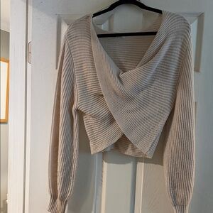 525 America Off-the-Shoulder Cream Sweater